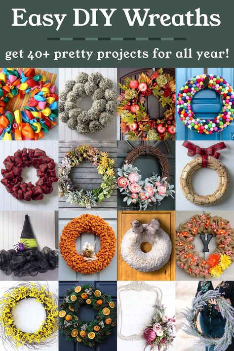 Decorate your home in style with one of these easy and pretty DIY wreaths! Get ideas for both seasonal wreaths and ones you can keep up all year. Foam Wreath Ideas, Foam Wreath Ideas Diy, Small Wreath Ideas, Funny Wreaths, Wreath Methods, Halloween Ornament Wreath, Wreath Decorating Ideas, Pool Noodle Wreath, Craft For Christmas