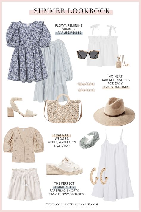 Summer Lookbook: Espadrilles, Flowy Dresses, Headbands + More | Sharing how to build an easy, trendy, and comfortable summer wardrobe with affordable fashions steals | Collectively Kylie Summer Outfits 2020 Fashion Trends, Summer Staples 2023, Spring Summer Outfits 2023, Summer Fashion 2020, Outfit Minimalista, How To Have Style, Minimalist Moda, Spring Summer Capsule Wardrobe, Jeans Trend