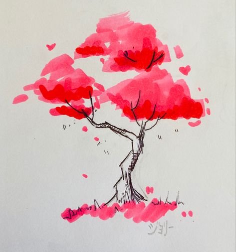 Sakura tree! I did this really quickly but I like it more than some drawings I actually tried to make look good 💀 Sakura Tree Drawing, Sakura Tree Art, Sakura Trees, Some Drawings, Doodle Ideas, Sakura Tree, Marker Drawing, Tree Drawing, Calligraphy Design