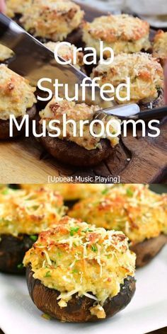 Savory Crab Stuffed Mushrooms, Crab Stuffed Mushrooms Easy, Crab Meat Recipes Easy, Stuffed Crab Recipe, Crab Stuffed Mushroom Caps, Crab Mushrooms, Crab Melt, Horderves Appetizers, Crab Stuffed Mushrooms