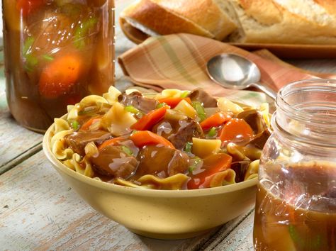 Easy Beef Stew Pressure Canning Recipe | Ball® & Kerr® Fresh Preserving Pressure Canning Beef, Can Beef Stew, Canning Beef Stew, Canning Beef, Traditional Beef Stew, Beef And Potato Stew, Pressure Canning Recipes, Easy Beef Stew, Home Canning Recipes