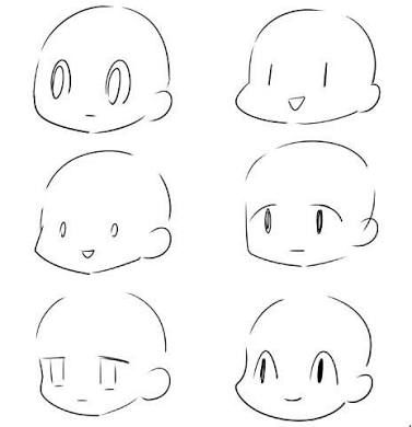 Chibi Head Tutorials, Chibi Head Drawing, Simple Head Drawing, How To Draw Chibi Head, Chibi Drawings Tutorial, Simple Chibi Drawing, Chibi Head Base, Chibi Art Tutorial, Chibi Head Reference