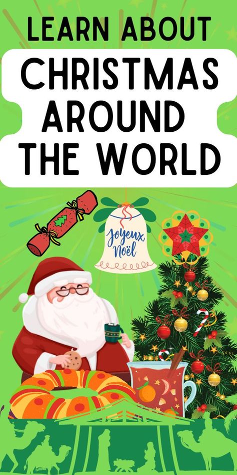 Learn about holidays around the world with fun holidays around the world activities and Traditions of Christmas Around The World Lesson Plans and holiday Activity ideas! #christmasaroundworld #lessonplans #holidaysaroundtheworld #christmaslessons #holidayactivitiesforkids Christmas Around The World Decorations, Around The World Decorations, Holiday Activity Ideas, Holiday Lesson Plans, Holidays Around The World Activities, World Decorations, Around The World Activities, Christmas Lesson Plan, Christmas Activities For Families