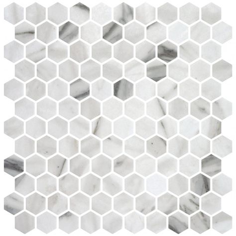 Calacatta 1" Matte Hexagon Mosaic in Denver | PetraSlate Tile & Stone Glass Kitchen Backsplash, Bathroom Wall Tiles, Slate Tiles, Eco Friendly Interior, Wall Exterior, Hexagonal Mosaic, Slate Tile, Bathroom Wall Tile, Mosaic Flooring