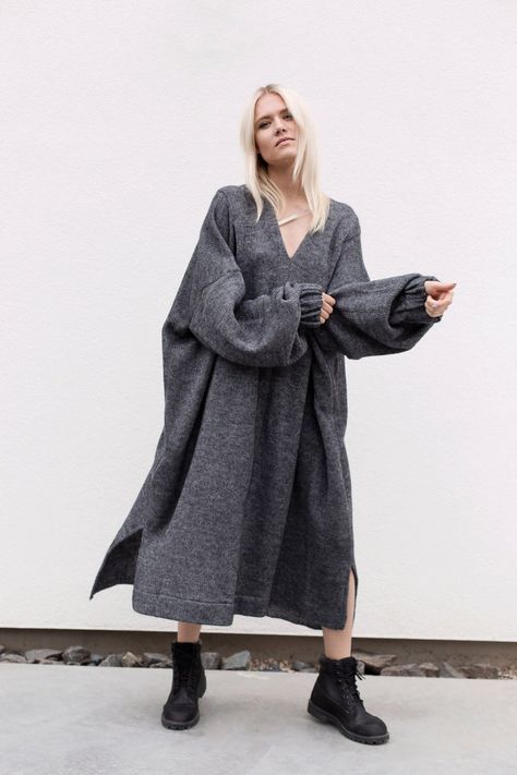 Mohair Dress, Knit Clothing, Light Grey Dress, Wool Sweater Dress, Knit Maxi Dress, Long Sweater Dress, Warm Dresses, Minimalist Dresses, Neckline Dress