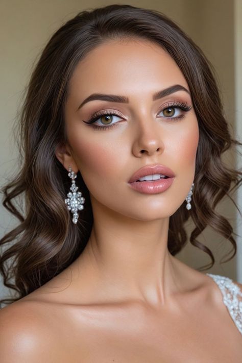 Timeless Glamour, bridal makeup, wedding makeup, bridal makeup look Wedding Bride Makeup Natural, Old Hollywood Glamour Makeup, Classic Wedding Makeup, Bride Makeup Brown Eyes, Hollywood Glamour Makeup, Wedding Bride Makeup, Bride Makeup Natural, Fab Mood, Mood Wedding