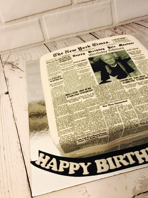 Newspaper cake Newspaper Cake, Newspaper Cake Ideas, Birthday Newspaper Ideas, Newspaper Style Invitation, Anniversary Newspaper, Newspaper Corset, 70th Birthday Cake, Happy Birth, Paper Cake