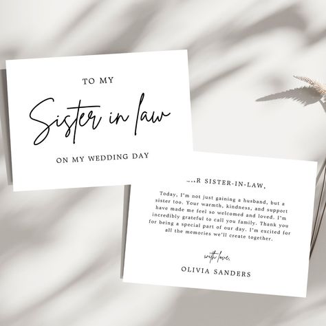 Minimalist To My Sister In Law On My Wedding Day To My Bridesmaid On My Wedding Day, Bridesmaid Proposal To Sister In Law, To My Sister On My Wedding Day, Sister In Law Gifts Wedding, Sister Of The Groom Gift, Letter To Sister In Law, Sister Bridesmaid Proposal, Letter To Sister, Bridesmaid Letter