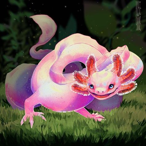 Axolotl Monster, Fantasy Axolotl, Project Nexus, Dibujos Ideas, Axolotl Cute, Idea Drawing, Fantasy Creature, Fairy Dragon, Dragon Artwork