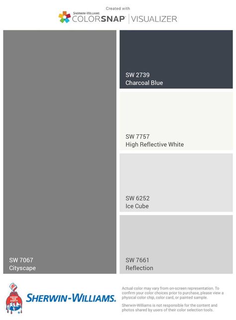 Mineral Grey Sherwin Williams, Cityscape Color Palette, City Scape Sherwin Williams Paint, Passive Gray Sherwin Williams, Cityscape Sherwin Williams, Sherwin Williams Color Palette, Paint Color Combos, Garage Builders, Dining Room Paint Colors