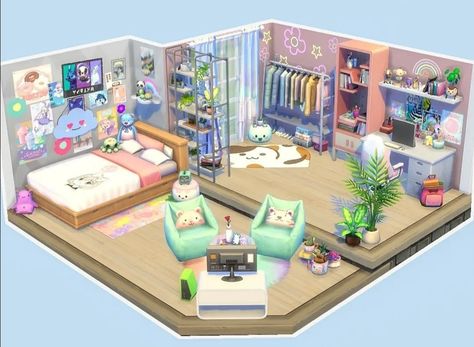 Sims Playroom, Sims 4 Twins Bedroom, Sims Decor Ideas, The Sims 4 Living Room Ideas, Sims 4 Gaming Room, Sims 4 Teenage Bedroom, The Sims 4 Bedroom Ideas, The Sims 4 Room Ideas, Sims 4 Teen Room