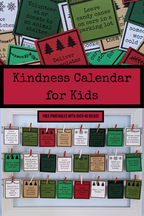 December Kindness Calendar For Kids, Kindness Countdown To Christmas, Random Acts Of Kindness Advent Calendar, Christmas Acts Of Kindness For Kids, Kindness Advent Calendar Kids, Kindness Elves Printables, Kindness Calendar For Kids, Kindness Advent Calendar, Kindness Calendar