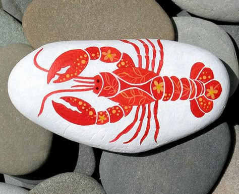 Hand Painted Cape Cod Beach Stone Beach Themed Art, Rock Fish, Cape Cod Beach, Fish Rocks, Clam Shells, Venice Florida, Stone Art Painting, Painted Rocks Kids, Rock And Pebbles