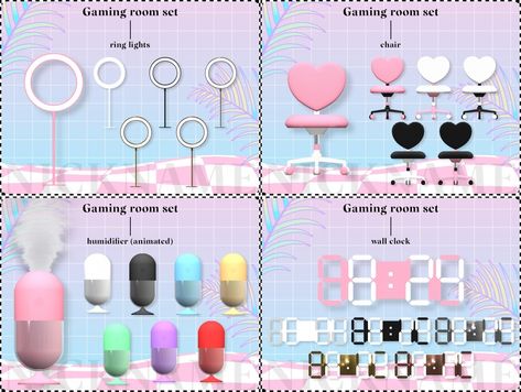 Sims 4 Ring Light, Sims 4 Cc Led Lights, Sims 4 Aesthetic, Sims 4 Nails, Game Room Lighting, 4 Aesthetic, Ring Lamp, Makeup Cc, Set Game