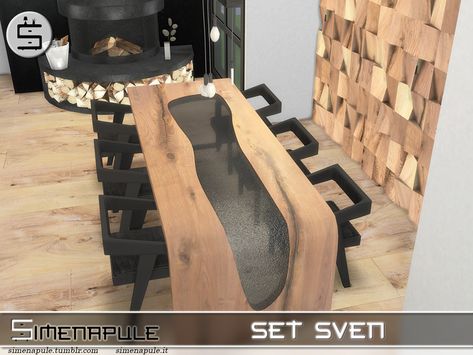 The Sims Resource - Set Sven Sims 4 Cc Tables, Ts4 Skin, Mod Wall, Sims Freeplay Houses, Vase Plant, Resource Furniture, Muebles Sims 4 Cc, Sims 4 House Building, Fireplace Set