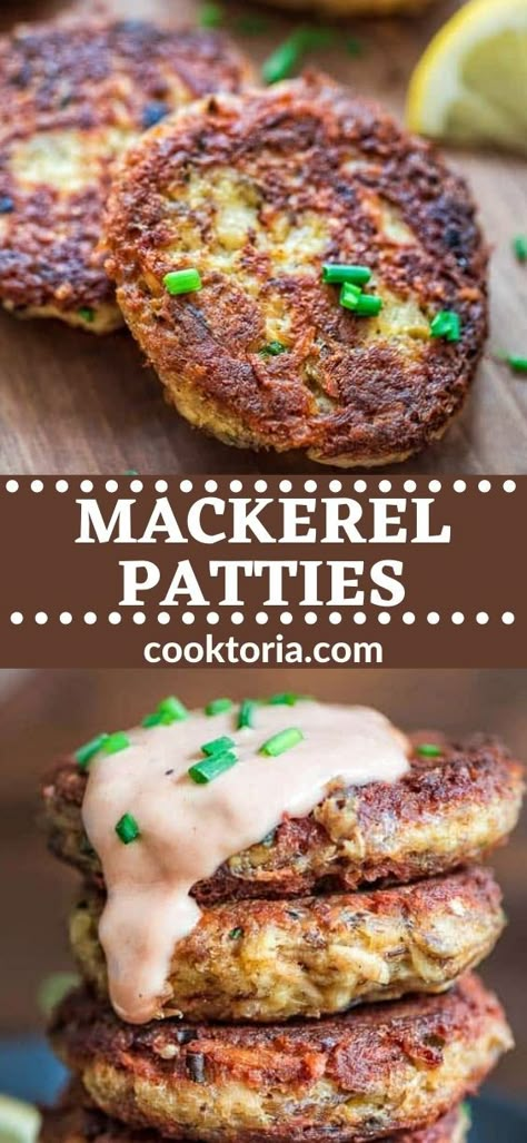 This Mackerel Patties recipe is simple, tasty and works every time. Serve these patties with my creamy BBQ sauce and you won't be disappointed! FOLLOW Cooktoria for more deliciousness! If you try my recipes - share photos with me, I ALWAYS check! Jack Mackerel Patties Recipe, Canned Mackerel Recipes, Creamy Garlic Butter Shrimp, Mackerel Patties, Seafood Videos, Canned Fish Recipes, Canned Mackerel, Fish Patties, Seafood Lunch