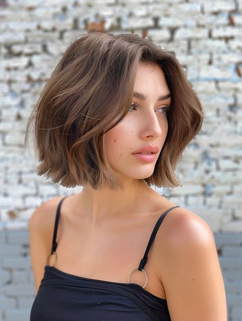 Summer 2024 Bob Haircuts: Trendy Styles for Women with Textured, Angled Cuts French Chic Bob Haircuts, Feminine Bob Haircut, Straight Textured Bob, Unique Bob Haircut, Bob With Front Layers, Brown Short Bob, Cowboy Bob Haircut, Short Hair Cuts Bob, Fun Short Hair