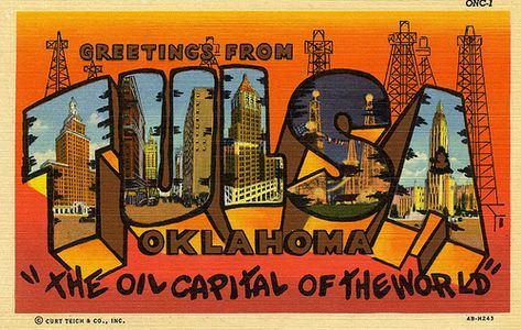 Greetings From Tulsa Oklahoma Tulsa Time, Okie Dokie, Tulsa Oklahoma, Stock Art, Large Letters, Photo Postcards, Post Cards, Giclee Art, Vintage Postcards