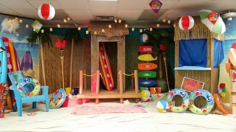 Ocean Vbs Decorations, Surf Shack Vbs, Kindergarten Decor, Ocean Vbs, Camp Decor, Beach Snacks, Vbs Decorations, Vbs 2023, Luau Theme Party