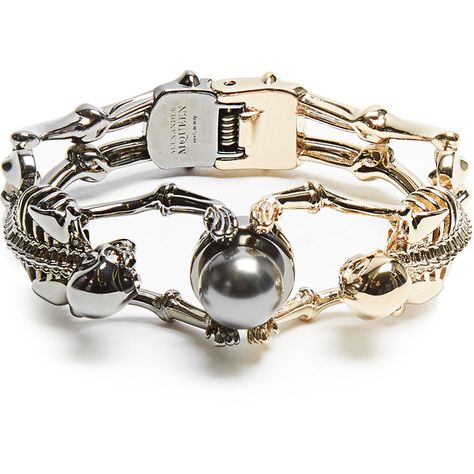 Alexander McQueen Double-skeleton bracelet ($359) ❤ liked on Polyvore featuring jewelry, bracelets, gold tone jewelry, sparkle jewelry, clear jewelry, alexander mcqueen bangle and clear crystal jewelry Mcqueen Jewelry, Alexander Mcqueen Jewelry, Alexander Mcqueen Necklace, Alexander Mcqueen Shipwreck, Alexander Mcqueen Ring, Skeleton Bracelet, Skeleton Jewelry, Alexander Mcqueen Bracelet, Mens Jewerly