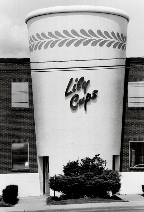 The giant Lily Cup, at the Lily company on Danforth Ave. east of Warden Ave. c1983 Toronto Scarborough Toronto, Big Duck, Old Toronto, Toronto City, Toronto Ontario Canada, Digital Archives, Roadside Attractions, Toronto Ontario, Canada Travel