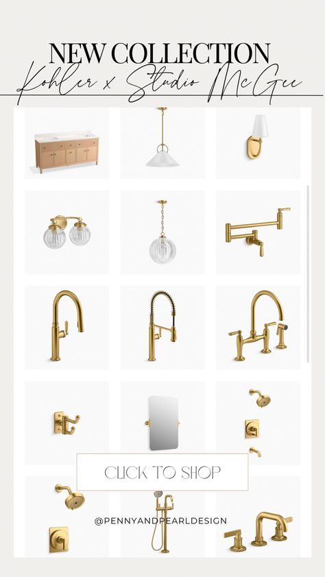 Kohler Brass Bathroom Faucet, Kohler Brass Kitchen Faucet, Studio Mcgee Bathroom Lighting, Studio Mcgee Kitchen Faucet, Studio Mcgee Hardware, Kohler Studio Mcgee, Kohler Bathroom Fixtures, Studio Mcgee Kohler, Aged Brass Bathroom Fixtures