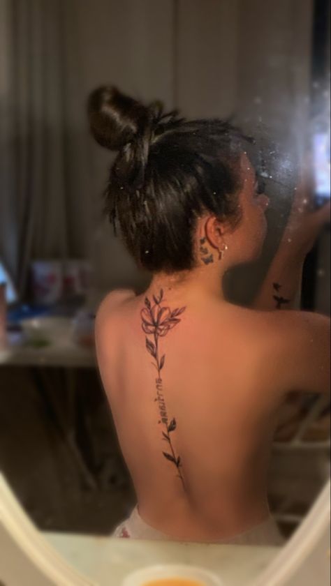 Thai Lotus Flower Tattoo, Thai Inspired Tattoo, Thai Flower Tattoo, Thai Tattoos For Women, Tattoo Writing Designs, Thai Writing, Jasmine Flower Tattoo, Flower Spine Tattoos, Lotus Flower Tattoo Design