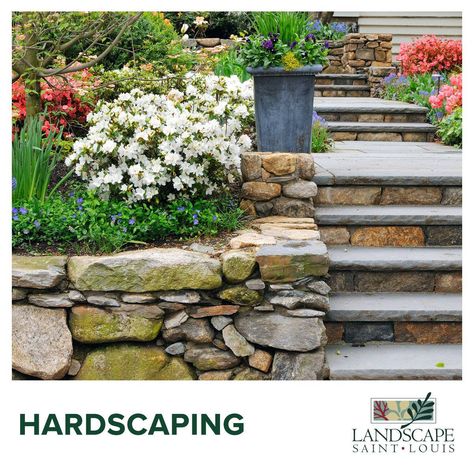 We specialize in beautiful, natural stone or brick walls, patios, walkways, outdoor kitchens, fire pits, fireplaces and water features. Rock Retaining Wall, Building A Retaining Wall, Landscape Borders, Thasos, Stone Retaining Wall, Garden Stairs, Solar Lantern, Garden Steps, Garden Edging