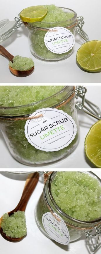 DIY Sugar Scrub / Zuckerpeeling Limette + Anleitung: DIY, Basteln, Selbermachen, Geschenke, Geschenkidee, Deko, Dekoration, Dekorationsidee, Kosmetik selber machen, Körperpeeling selbermachen, Beauty, Beauty Geschenke, Sugar Scrub, Zuckerpeeling, Tutorial, Etiketten, Free Printable, kostenloses Etikett... Diy Gifts For Christmas, Diy Sugar Scrub, Body Peel, Sugar Scrub Diy, Diy Scrub, Sugar Scrubs, Diy Cosmetics, Diy Coasters, Cadeau Diy