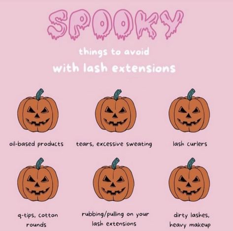 Halloween Lashes Quotes, Spooky Lash Quotes, Halloween Lash Post, Lash Extension Facts, Lash Quotes Funny, Halloween Lash Extensions, Eyelash Maps, Lash Retention Tips, Spooky Lashes