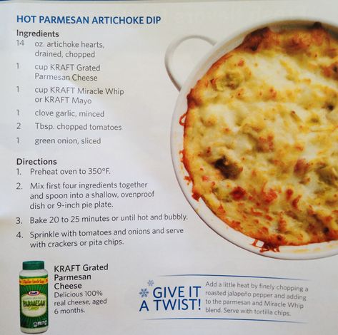 Parmesan Artichoke Dip, Parmesan Artichoke, Recipes With Parmesan Cheese, Miracle Whip, Artichoke Dip, Artichoke Hearts, Chopped Tomatoes, Grated Parmesan Cheese, Green Onions