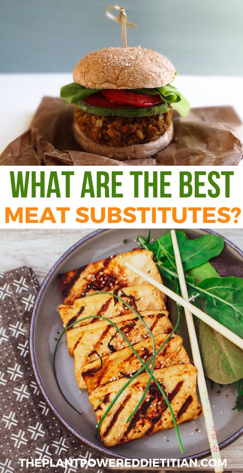 What are the Best Meat Substitutes? | Interested about swapping #meat for #meatsubstitutes? Check out my article where I give you great vegan options. #blogging #blogger #vegan #healthy #meatless-monday #meatfree #nutrition #registereddietician #RD Vegan Substitutes For Meat, Meat Substitutes Protein, Vegetarian Meat Alternatives, Meat Substitute Recipes, Protein Substitutes, Vegan Meat Alternatives, Easy Vegan Dinner Ideas, Substitute For Meat, Plant Based Meat