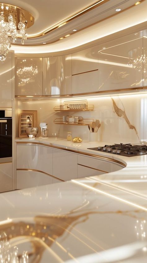 White Kitchen With Gold Accents, Modern Luxury Kitchen, Elegant Kitchen Design, Diy Kitchen Backsplash, Dream Kitchens Design, Kitchen Interior Design Modern, Kitchen Design Plans, Top Ideas, Elegant Kitchens