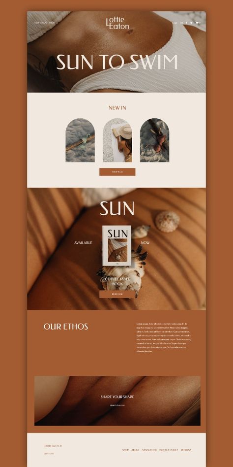 Wellness Aesthetic Website, Beautiful Email Design, Events Branding Design, Massage Website Design Inspiration, Swimwear Website Design, Earth Tone Website Design, Retreat Website Design, Creative Studio Website, Elegant Social Media Design