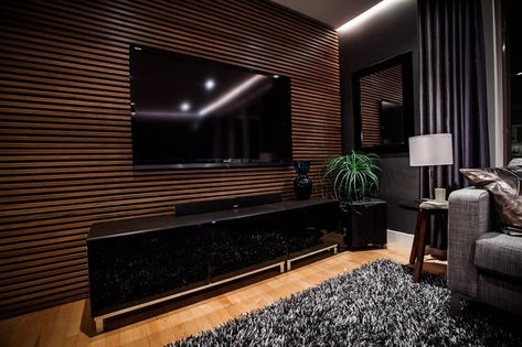 Living Room Slat Wall, Rustic Tv Wall, Living Room Tv Decor, Wall Mounted Tv Decor, Tv Wall Design Ideas, Wall Behind Tv, Timber Feature Wall, Tv Wall Panel, Tv Feature Wall