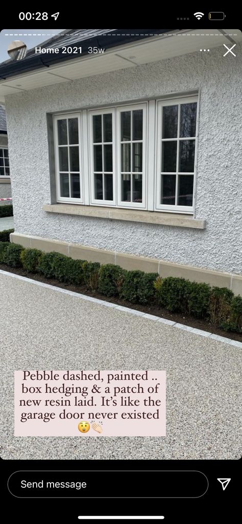 House Skirting, Pebble Dash, House Designs Ireland, Box Hedging, Residential House, House Inspo, Hedges, Driveway, House Front