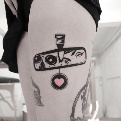 Mirror Tattoos, Pop Art Tattoos, Grunge Tattoo, Skeleton Tattoos, Geometric Tattoos, Skeleton Skull, Modern Tattoos, Girl Tattoo, Dope Tattoos