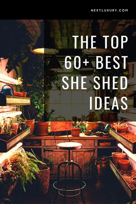 Your own retreat might seem like a far-fetched dream, but you can create your own amazing she shed and enjoy the luxuries of solitude. #homedecor #homedecorideas #homedesign #homedesignideas #nextluxury She’d Home Ideas, She Shed Potting Shed, Inside Shed Ideas Interiors, Shed Library Ideas, Vintage Shed, Rustic She Shed Interior Ideas, She Shed Interior Ideas Woman Cave, She Sheds Ideas Backyard Retreat, Art Shed Ideas Backyard Studio