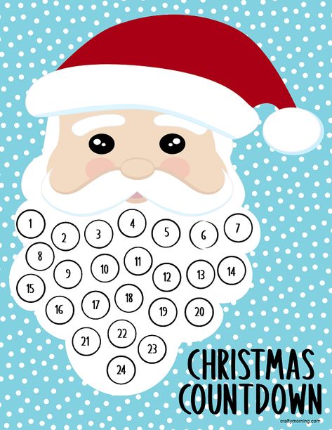 Cotton Ball Santa Beard Christmas Countdown Printable Cotton Ball Santa, Pom Pom Santa, Santa's Beard Countdown, Expensive Christmas, Christmas Countdown Printable, Arts N Crafts, Santa Countdown, Countdown Sign, December Activities