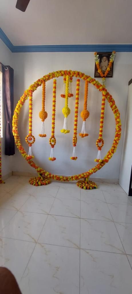 Diwali Theme Decoration, Thali Chains, Bappa Decoration, Ganesh Decoration, Ganpati Decoration Theme, Ganpati Decor, Traditional Decoration, Pooja Decor, Ganpati Decoration At Home