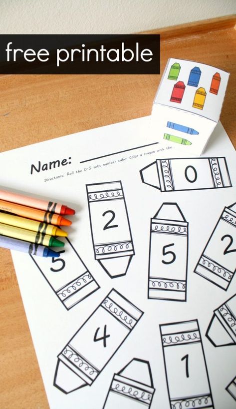 Roll And Color Free, Preschool Crayon Activities, Roll And Color Preschool Free Printable, Counting Collections Kindergarten, Back To School Math Activities Preschool, Preschool Images, Color Math Activities, Color Math, Crayon Activities