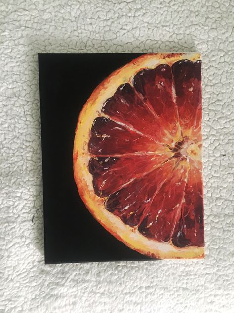 Food Painting On Canvas, Grapefruit Oil Painting, Grapefruit Painting Acrylic, Art Inspo Painting Acrylic, Food Canvas Art, Fruits Acrylic Painting, Acrylic Painting Grunge, Food Art Painting Acrylic, Food Painting Ideas