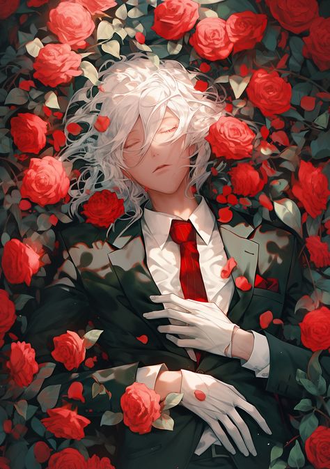 Flower Creative Drawing, Person Covered In Flowers, Person Holding Rose Reference, Rose Character, Anime Mouth Drawing, Graphic Novel Art, Boy Drawing, Rose Drawing, Dark Art Illustrations