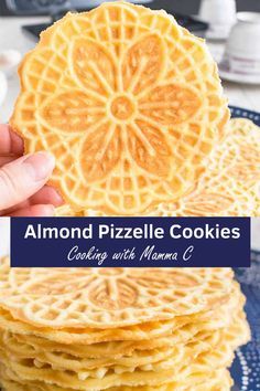 Almond Pizzelle Cookies - These Italian waffle cookies are light, crispy & delicious! A festive dessert, breakfast or snack. #pizzellecookies #pizzellerecipe Pizelle Recipe, Types Of Cookies, Pizzelle Cookies, Pizzelle Recipe, Weight Watcher Desserts, Xmas Baking, Italian Christmas Cookies, Cookie Decorations, Italian Cookie Recipes