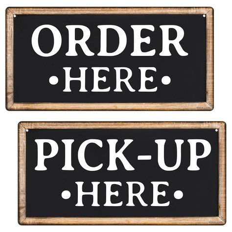 Order Here Sign, Metal Coffee Sign, Restaurant Signage, Eat Sign, Restaurant Order, Wooden Wall Signs, Retro Metal Signs, Restaurant Signs, Simple Pictures