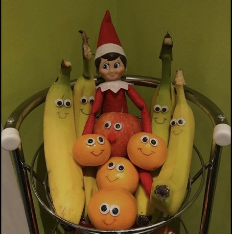 Fruit bowl fun - elf on the shelf stuck googly eyes on the fruit Christmas Party Planner, Elf Magic, Theater Design, Small Theatre, Elf Fun, Bowl Of Cereal, Googly Eyes, Fruit Snacks, The Fruit