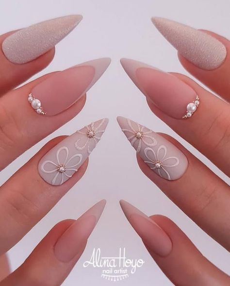 Summer Nails Art, Nail Art Designs For Beginners, Easy Nail Art Designs, Stiletto Nails Designs, Almond Nails Designs, Nails White, Best Nail Art, Pink Acrylic Nails, Art Summer