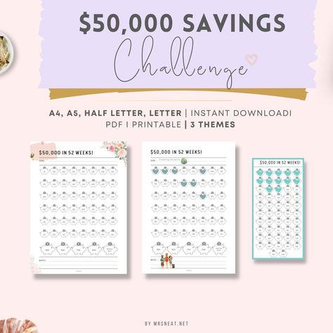 Money Saving Challenge Printable, Saving Challenge Printable, 52 Week Money Saving Challenge, 52 Week Challenge, May I Help You, Money Savings, Saving Challenge, Hole Punches, Reward System