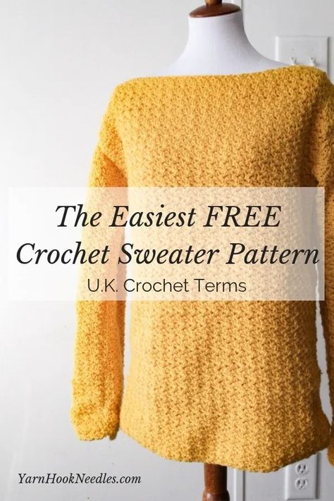 Crochet Open Sweater Free Pattern, Boatneck Crochet Sweater, Crochet Boatneck Sweater Pattern Free, Easy Crocheted Sweater Patterns Free, Simple Crochet Jumper Free Pattern, Crochet Pullover Pattern Free Women, Easy Crochet Jumper Free Pattern, Free Crochet Sweater Patterns Easy, Crochet Women’s Sweater