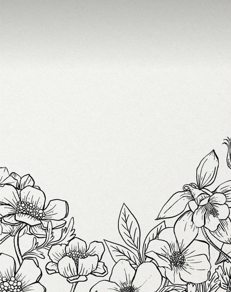 Easy Floral Sketches, Flower Line Drawing Wallpaper, Floral Background Drawing, Wild Flower Sketches Simple, Flower Garden Drawing Pencil, Flower Line Drawings Border, Black And White Wildflower Drawing, Pencil Drawings Easy, Flower Sketches